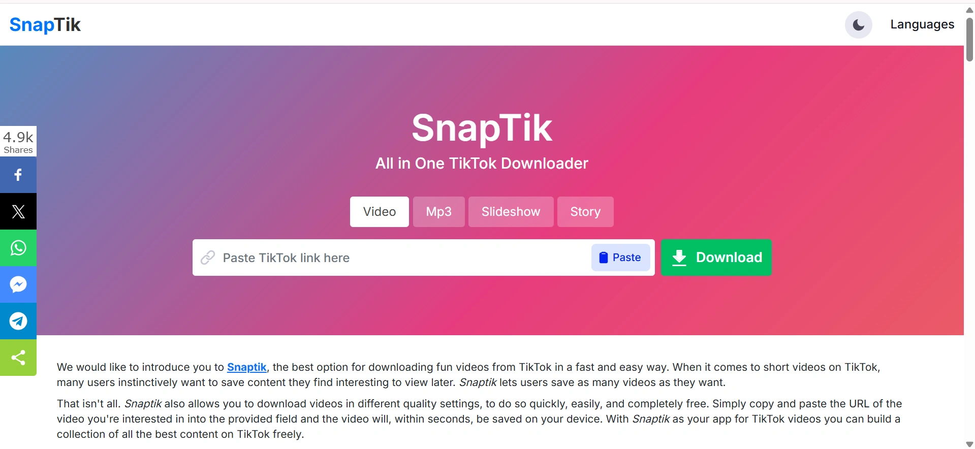 Cara Cepat Download 10 Video TikTok Sekaligus via SnapTik